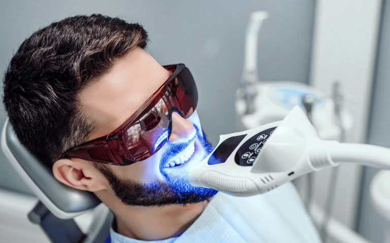 Patient undergoing Professional Teeth Whitening in Neutral Bay, NSW
